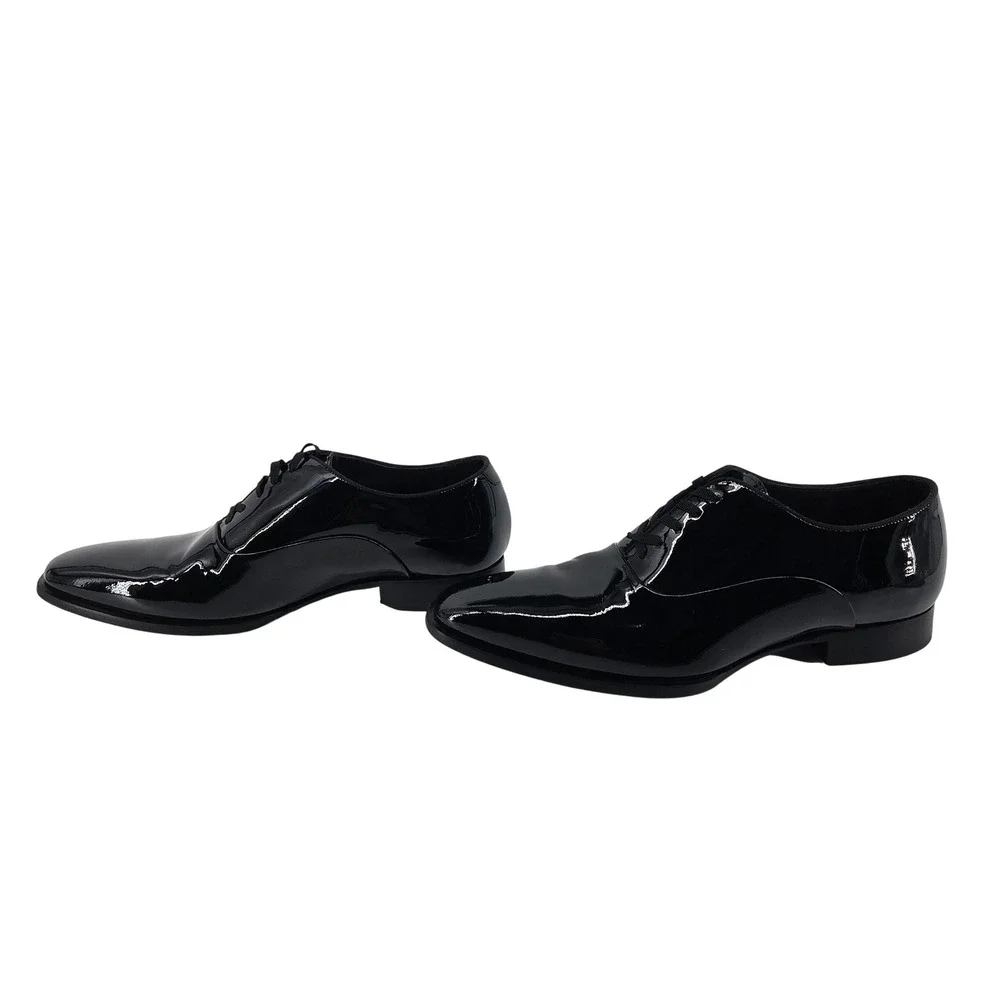 SUITSUPPLY Men Black Patent Leather Oxford Dress Shoes Made in Italy 40.5 US 7.5